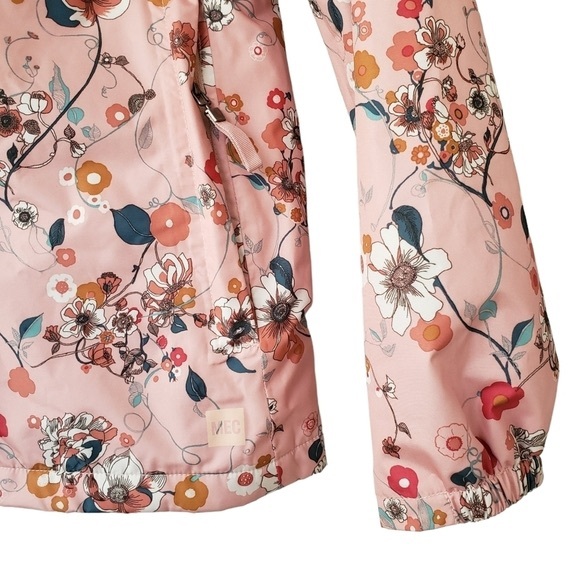 Mec Rain Jacket Hooded Peach Pink Floral - Picture 6 of 6